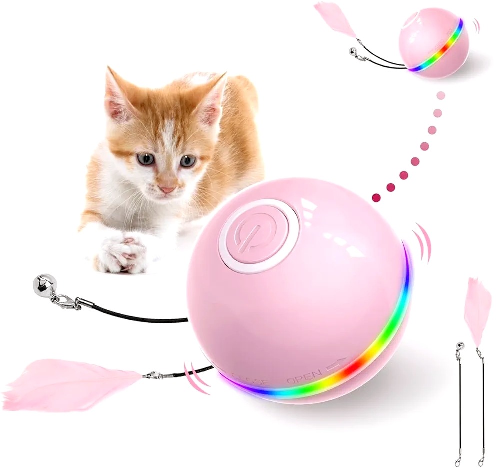 اسباب بازی گربه مدل توپ رباتیک LED فرفره
