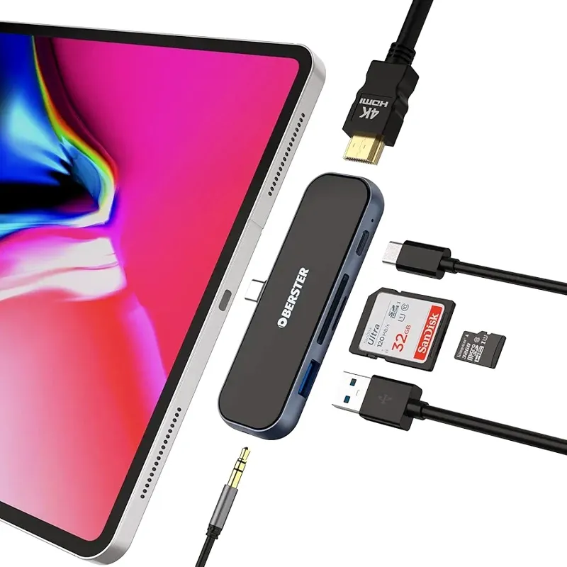 هاب 6 پورت USB-C برند OBERSTER سازگار با آیپد پرو