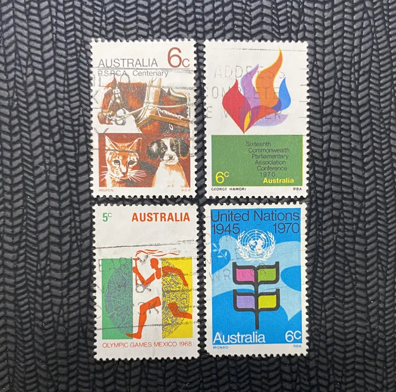 چهار عدد تمبر قدیمی استرالیا