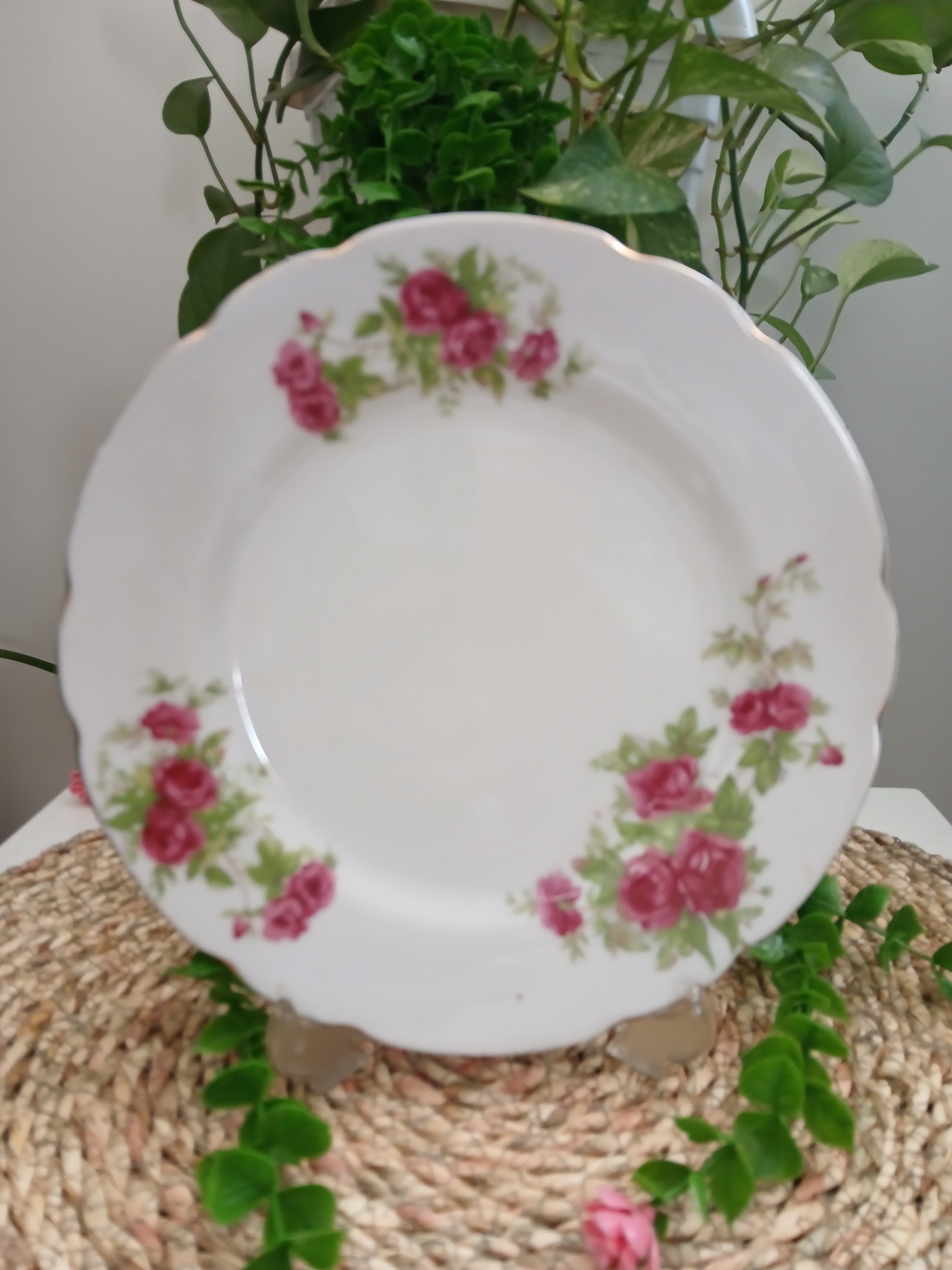 بشقاب گل سرخی قدیمی